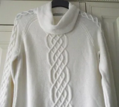 Crew Clothing Company - Cream Cable Knit Roll Neck Jumper Dress - Size 12 - NEW • £26.50