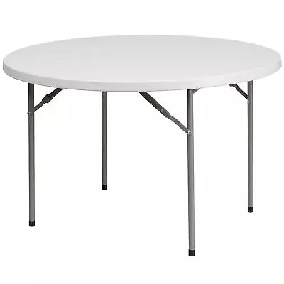 Flash Furniture RB-48R-GG Kathryn 4ft Round Plastic Folding Table -White Granite • $122.38