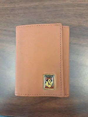 $15 • Buy Usa Us Army Light Brown Leather Thin Tri- Fold, Credit Card Wallet Id