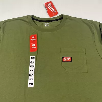 Milwaukee Tools 2X Army Green Long Sleeve Pocket T-Shirt BRAND NEW FREE SHIPPING • $14.99