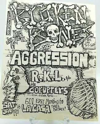 $14.95 • Buy Broken Bones Aggression Rkl Casa De La Raza Classic Hardcore Punk Concert Poster