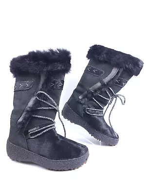 Oscar Sport Vera Gomma Fur Boots Womens Sz 38 (US Size 7) Black Winter • $48.43