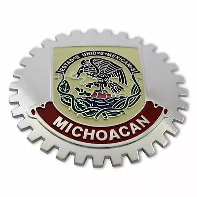 1- NEW Chrome Front Grill Badge Mexican Flag Spanish MEXICO MEDALLION MICHOACAN • $29.95