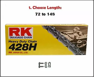 RK 428 HD Standard Non-sealed Motorcycle Drive Chain Natural W/ Clip Master Link • $29.90