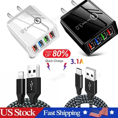 New 4 Port Fast Quick Charge QC 3.0 USB Hub Wall Home Charger Power Adapter Plug • $5.27