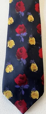 St. Michael Marks & Spencer ROSES Silk Neck Tie ~3.75”x57” • $12.99