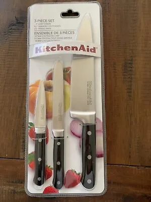 $29.99 • Buy New KITCHEN AID 3 PIECE KNIFE SET 8'' CHEFS 5.5'' UTILITY 3.5 PARING 