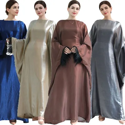 Moroccan Abaya Women Muslim Bat Sleeve Dress Dubai Kaftan Ramadan Islamic Robes • $35.53