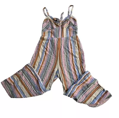 Womens Romper Size Small Wide Leg Vintage Looking Hippie Boho Stripes Colorful • $17