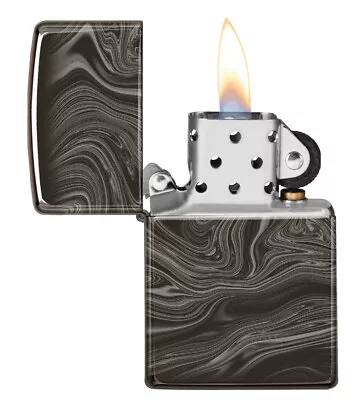 Zippo Lighter Premium Range Marble Pattern High Polish Black Photo Image 360°USA • $92.10