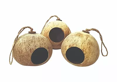 Coconut Shell | Bird House/feeder Coconut With Hanging Loop | Pack Of 3 • £14.79