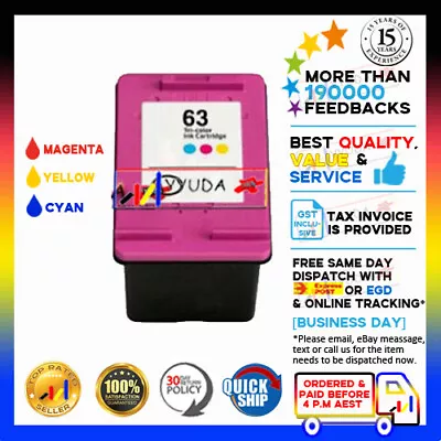 1x NoN-OEM 63XL Colour Ink For Envy 4520 Officejet 3830 Printer 100% Ink Level • $32