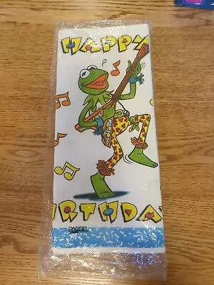  Vintage 1988 Paper Art Birthday Tablecloth Muppets Kermit The Frog 54 X 102 NOS • $14.99