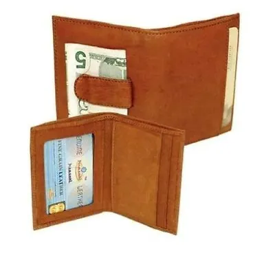 Mens Wallet Leather Money Clip Thin Slim Front Brown Three Plus Credit Card • $10.50