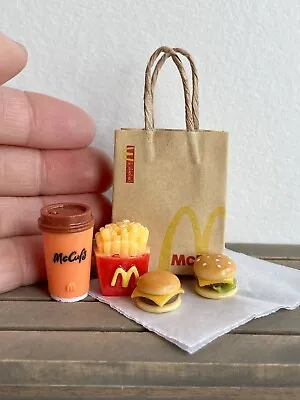 $9.99 • Buy 1:6 Miniature Coffee To Go Cup Bag Clay French Fries Hamburger 5 Pcs McDonald's