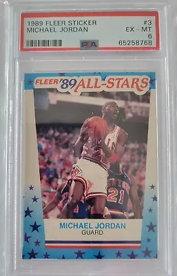 Michael Jordan 1989 Fleer Sticker #3 Chicago Bulls PSA 6 EX-MT • $4.33