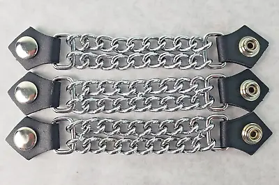 Set Of 3 Double Chain Vest Extenders Motorcycle 4  Chrome Chains • $14