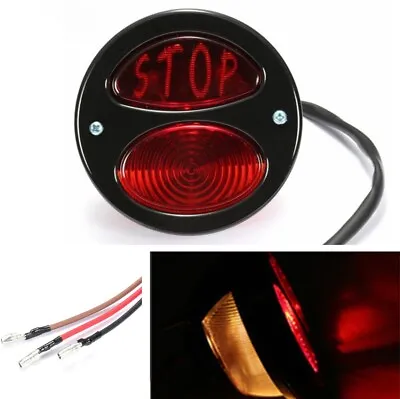 12V Motorcycle Cafe Racer Rear Brake Light Taillight Round Stop Lamp Waterproof • $17