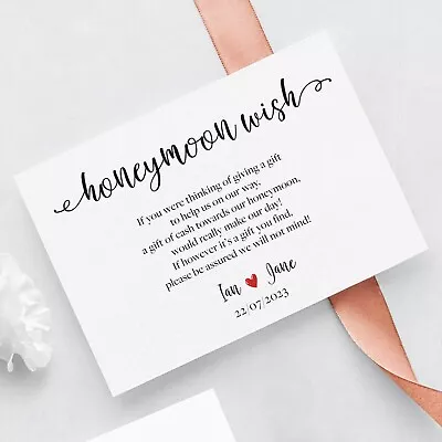 Personalised Wedding Honeymoon Gift Money Poem Cards - A7 Honeymoon Wish Inserts • £2.89