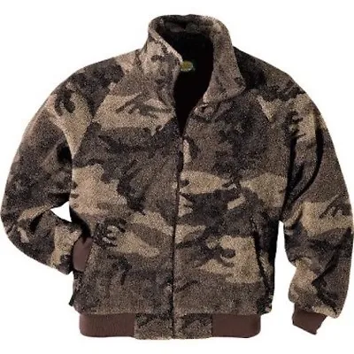 Cabela's Outfitter Brown Camo Berber Fleece Waterproof Windshear Hunting Jacket • $309