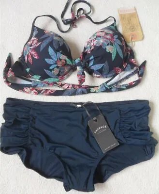 Fat Face Tropical Floral Padded Wired Plunge Boyshort Bikini Size 10 10-12 12 14 • £32.99