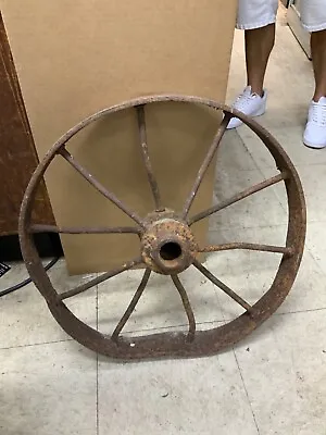 Vintage Primitive Steel Spoke Wagon Wheel-barrow Cart 22” • $85.50