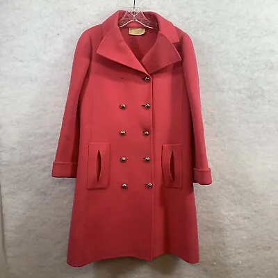 Vintage Mila Schon Alla Moda Pronta Wool Coat Round Silver Buttons Pink Small • $110