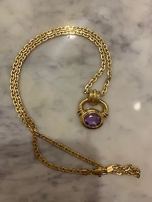Cartier Vintage 18k Gold Amethyst Door Knocker Pendant Necklace • $4500