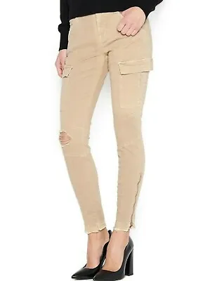 $248 NWT J BRAND Sz26 HOULIHAN MIDRISE CARGO SKINNY JEANS RIPPED SANDSKY • $109