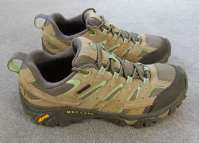 Merrell Womens Shoes 9 Grey Moab 2 Waterproof Hiking Drizzle Mint Teal Suede • $37.55