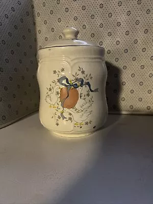 Stoneware Canister & Lid Marmalade Geese Speckled International China Taiwan • $14
