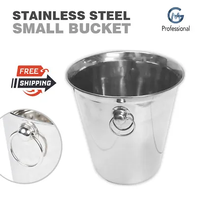 Stainless Steel Ice Bucket Wine Beer Champagne Cooler With Handles Bar Pub Party • £10.45