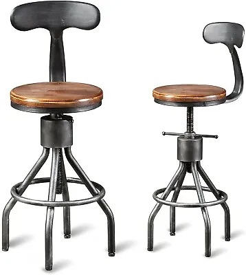 $183 • Buy Set Of 2 Vintage Bar Stool- Industrial Swivel Kitchen Dining Chair