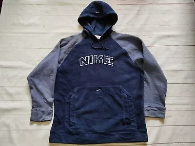 £24.99 • Buy Vintage Y2k Nike Men's Embroidered Centre Swoosh Pullover Fleece Hoodie Sz L/XL