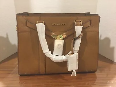 New Michael Kors Brown Leather Nouveau Hamilton Satchel Shoulder Bag $498.00 • $199.99