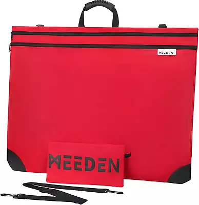 MEEDEN Red Studio Art Portfolio Case A2/A3 Size With 2 Compartments & Shoulder S • £35.42