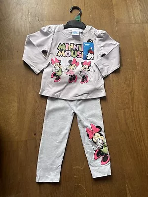 BNWT Disney Mickey & Friends Minnie Mouse 2 Piece Set 12-18 Months Top & Legging • £5.50