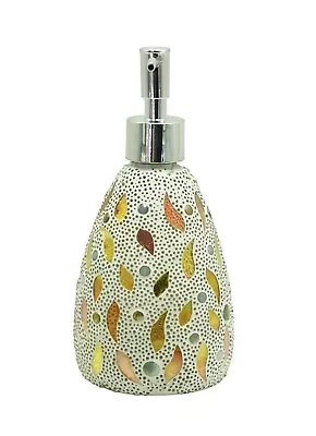 Gold Leaf Glass Mosaic Soap Dispenser Pump Bottle Holder Crystal Colourful • $37.54