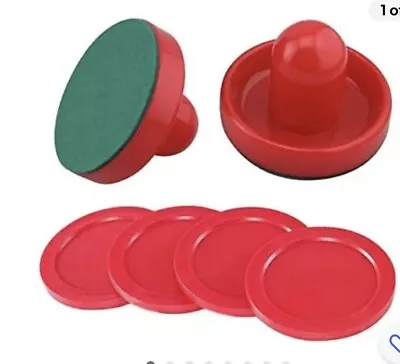 GIYOMI Light Weight Air Hockey Red Replacement Pucks & Slider Pusher Goalies  • $10