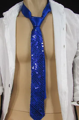 Men Fabric Tuxedo Costume Suit Wedding Neck Tie Sequins Silver Blue White Red • $8.24