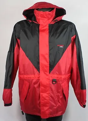 Vintage Stearns Dry Wear Red & Black Hooded Waterproof Rain Jacket Coat Mens M • $34.99