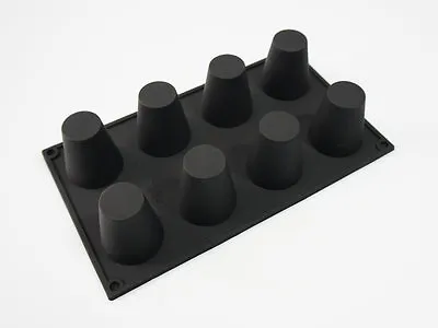 8 Cell BLACK DARIOLE ENGLISH MADELEINE SILICONE BAKEWARE CAKE MOULD Conical • £5