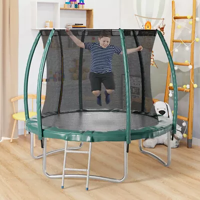 Outdoor Trampoline 6FT 8FT 10FT 12FT 14FT With Safety Enclosure Net And Ladder • £329.95