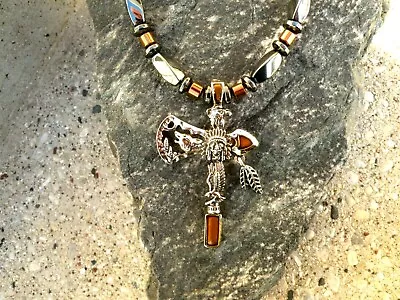 $48.99 • Buy Magnetic Hematite Black N Copper Tomahawk NECKLACE STRONG Clasp