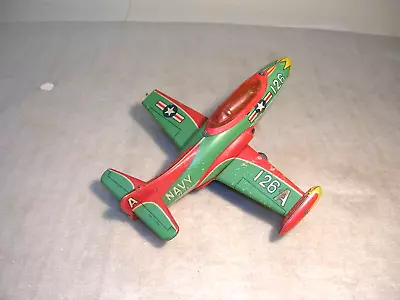Vintage 1950s Navy VF 721 126A Tin Lithograph Toy Friction Airplane Japan !! • $17.99