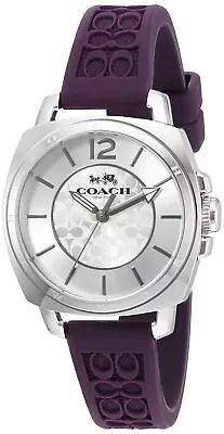 Coach Womens 14502091 Mini Boyfriend Signature Purple Strap Silver Tone Watch • $79.99