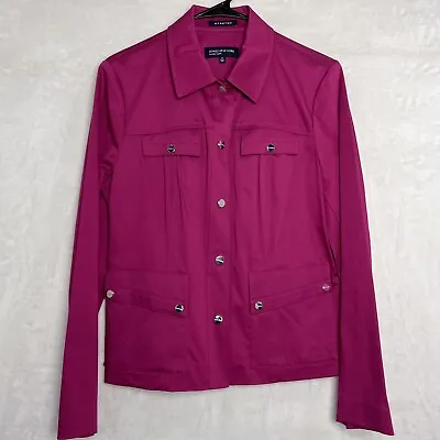 Jones New York Women M Jacket Button Stretch Jacket Blazer Fuschia Pink $119 NEW • $29.90