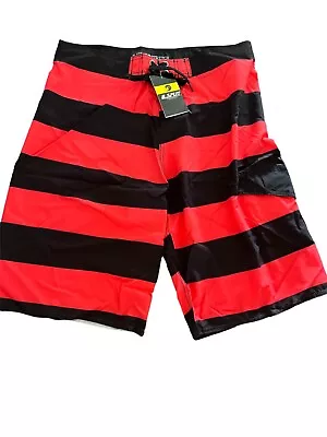 B. Split Stretch Action Sports Surf 4 Way Board Shorts Red Black Sz XL NWT • $19.99