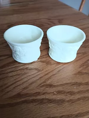 Set Of 2 Cream Ivory Yankee Candle Votive Holders Flowers Floral Plants • $1.99