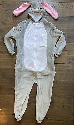 Bunny Rabbit Costume Suit~Adult Grey Easter~Soft Lined Zipped Cosplay Pajamas • $26.99